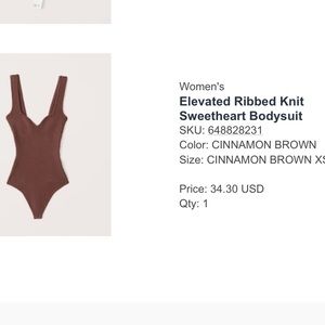Abercrombie & Fitch Elevated Ribbed Knit Sweetheart Bodysuit